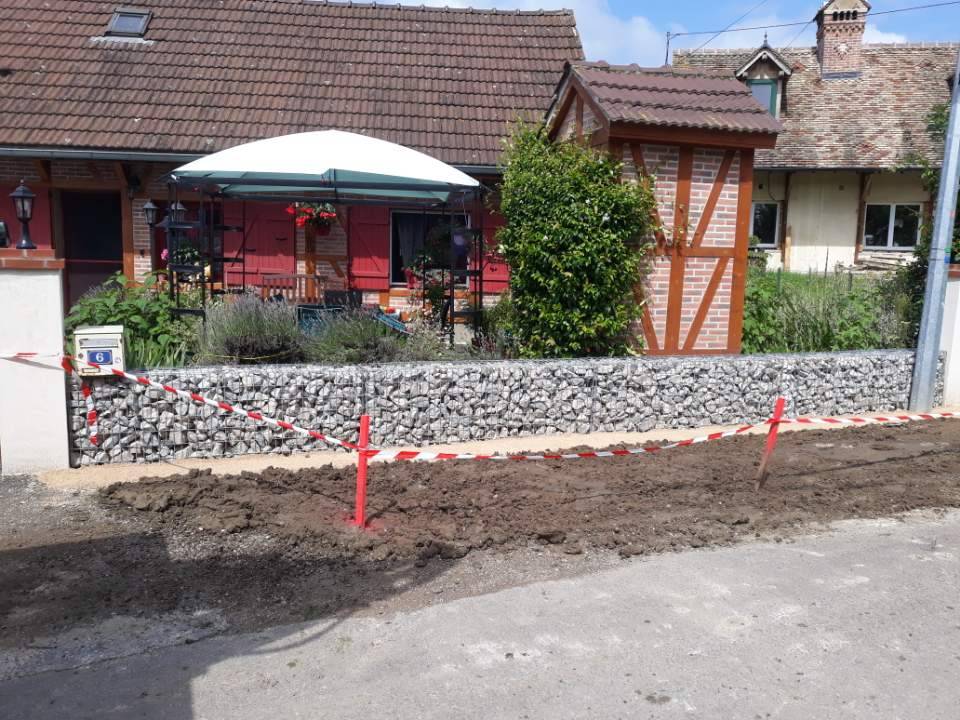 Mise ne place d'un muret de gabion